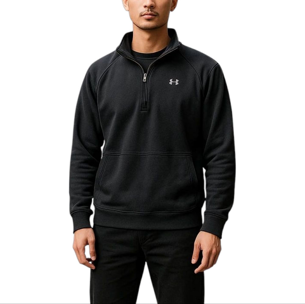 Under Armour Men's Black Half Zip Sweatshirt - Performance Pullover